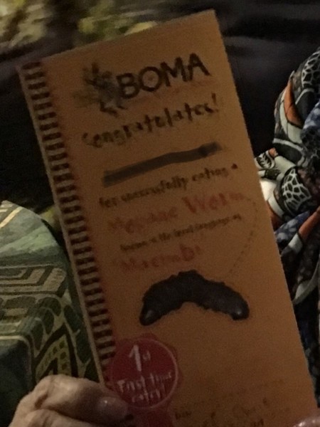 モパニワームを食べた証明書