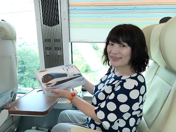 しまかぜ車内にて。1列シートはひとり旅にオススメです